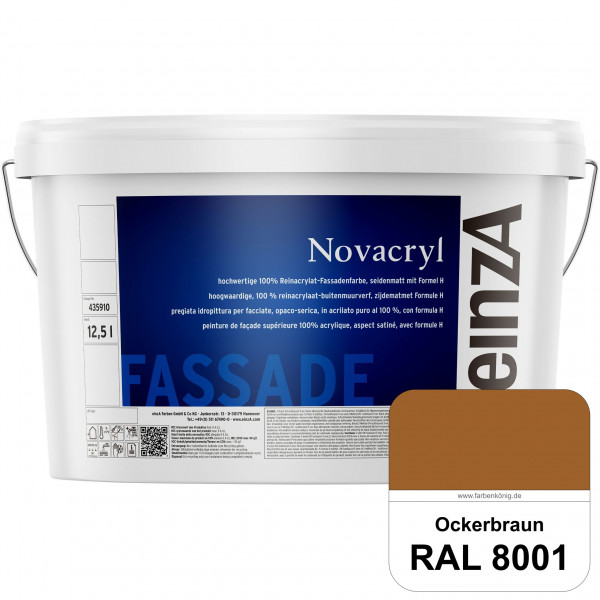 einzA Novacryl (RAL 8001 Ockerbraun) Reinacrylat-Fassadenfarbe, seidenmatt