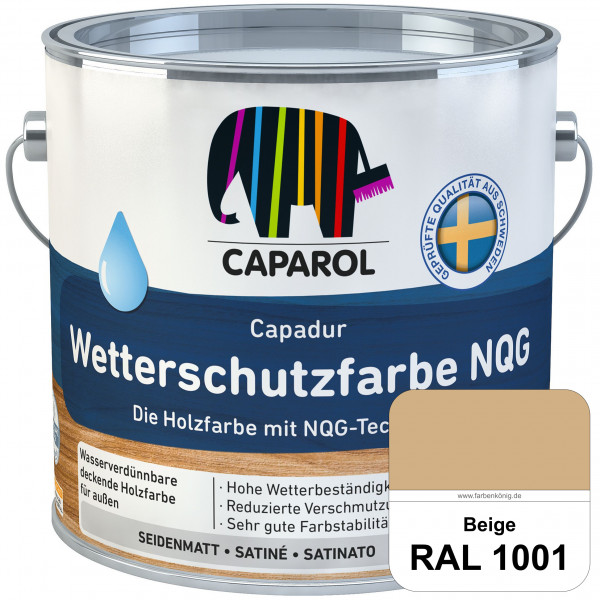 Capadur Wetterschutzfarbe NQG (RAL 1001 Beige) Holzfarbe mit NQG-Technologie wasserbasiert für außen