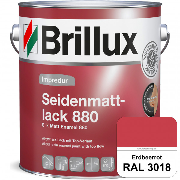 Impredur Seidenmattlack 880 (RAL 3018 Erdbeerrot) für Holz- oder Metallflächen innen & außen