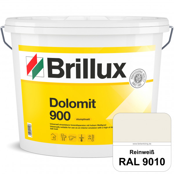 Dolomit 900 (RAL 9010 Reinweiß) stumpfmatte Innen-Dispersionsfarbe mit gutem Deckvermögen