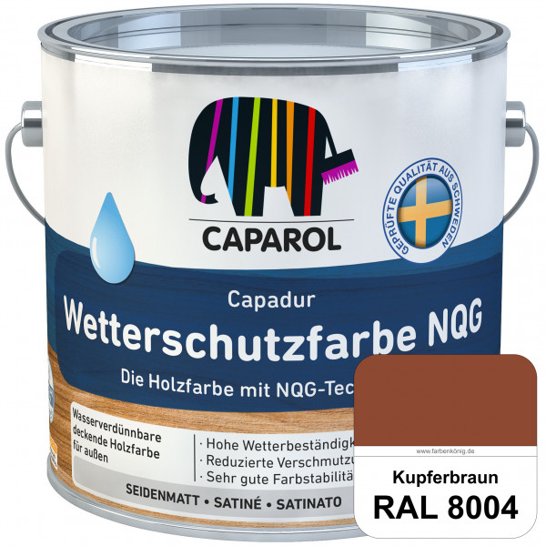 Capadur Wetterschutzfarbe NQG (RAL 8004 Kupferbraun) Holzfarbe mit NQG-Technologie wasserbasiert für