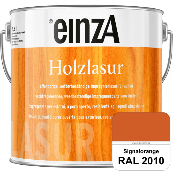 einzA Holzlasur (RAL 2010 Signalorange) Offenporige Imprägnierlasur für Außen-Holzbauteile