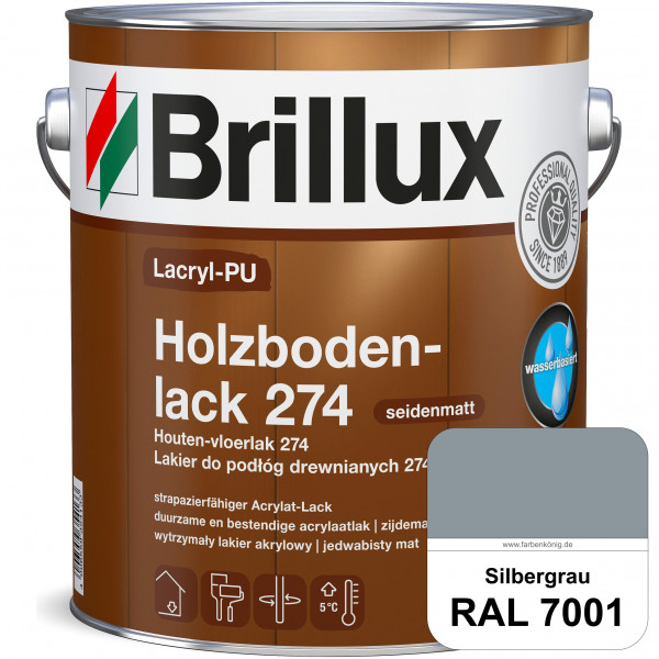 Lacryl-PU Holzbodenlack 274 (RAL 7001 Silbergrau) hochwertige & widerstandsfähige, deckende Versiege