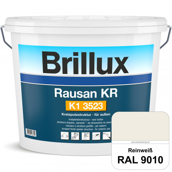 Rausan KR K1 3523 (RAL 9010 Reinweiß) Organisch gebundener Kratzputz für wetterbeständige Oberfläche