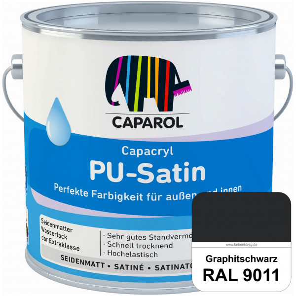 Capacryl PU-Satin (RAL 9011 Graphitschwarz) hochwertige Zwischen-/ Schluss­lackierungen für grundier