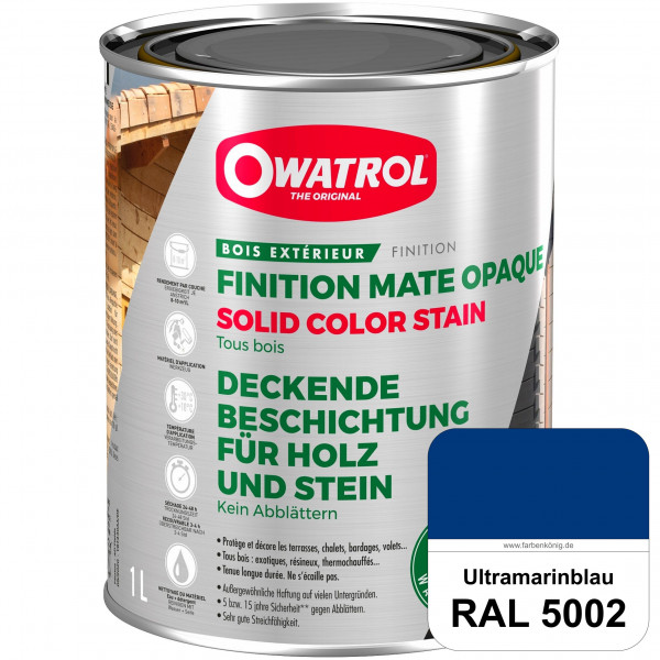 Solid Color Stain (RAL 5002 Ultramarinblau) deckende und matte Wetterschutzfarbe außen