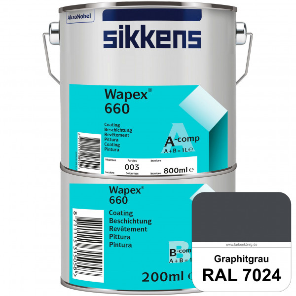 Wapex 660 Set (RAL 7024 Graphitgrau) seidenglänzende 2K-Epoxidharzlack für Böden & Wände (innen)