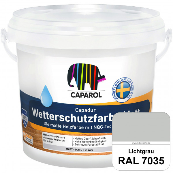 Capadur Wetterschutzfarbe Matt (RAL 7035 Lichtgrau) matte Holzfarbe mit NQG-Technologie für außen