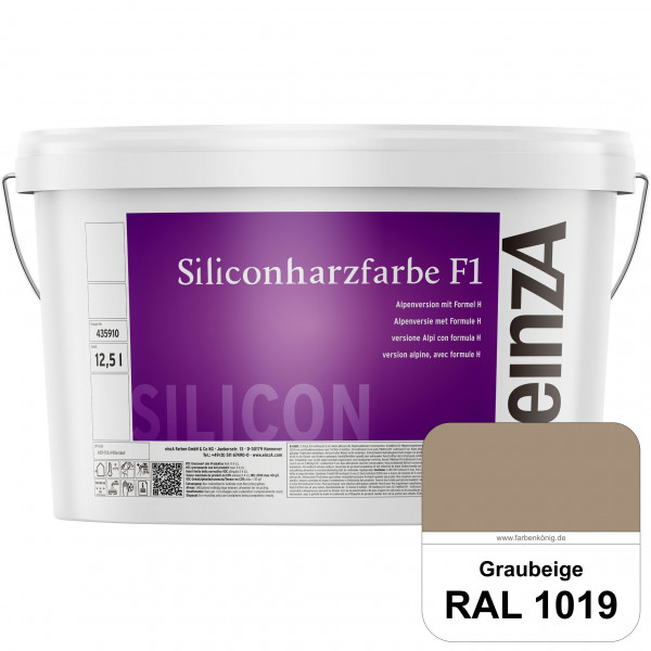 einzA Siliconharzfarbe F1 (RAL 1019 Graubeige) Universal Siliconharz-Fassadenfarbe, kalkmatt, wetter