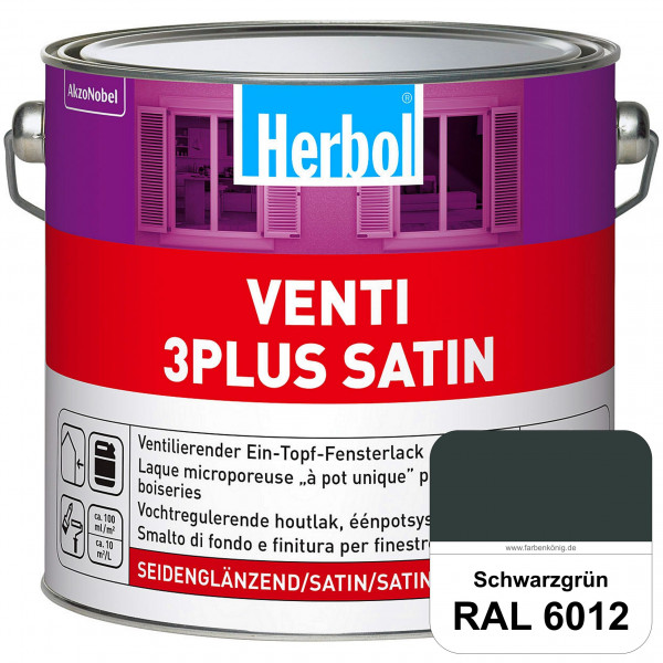 Venti 3Plus Satin (RAL 6012 Schwarzgrün) feuchtigkeitregulierender & seidenglänzender Ein-Topf-Fenst