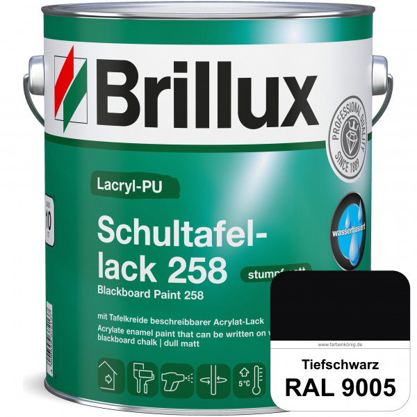 Lacryl-PU Schultafellack 258 (RAL 9005 Tiefschwarz) wasserbasierter und matter Schultafellack (innen