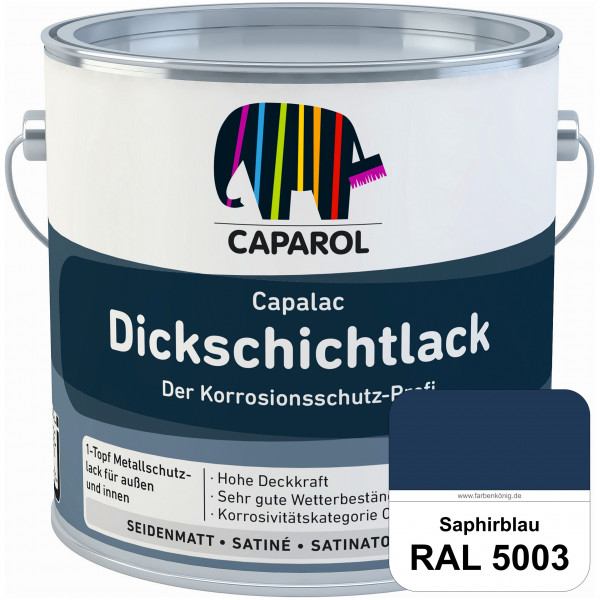 Capalac Dickschichtlack (RAL 5003 Saphirblau) 1-Topf Metallschutzlack (löselmittelhaltig) innen & au
