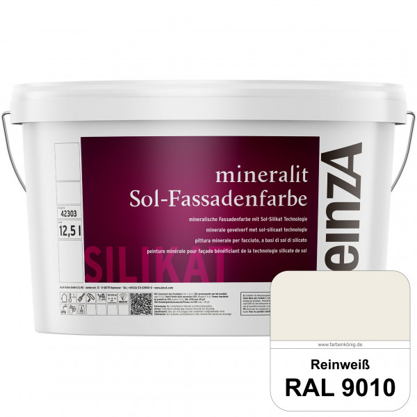 einzA mineralit Sol Fassadenfarbe (RAL 9010 Reinweiß) mineralische Fassadenfarbe mit Sol-Silikat Tec