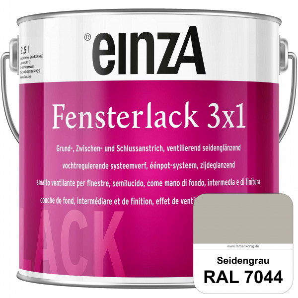 einzA Fensterlack 3 x 1 (RAL 7044 Seidengrau) wetterbeständiger & seidenglänzender Fensterlack