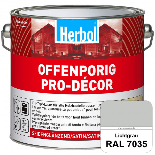 Herbol Offenporig Pro-Décor (RAL 7035 Lichtgrau) Hochwertige Ein-Topf-Holzlasur mit 2-Phasen-UV-Schu