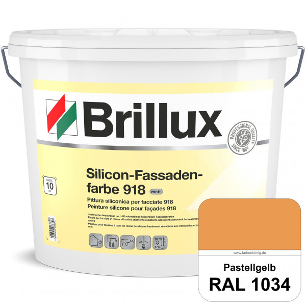 Silicon-Fassadenfarbe 918 (RAL 1034 Pastellgelb) matt, hoch wetterbeständig und wasserabweisend