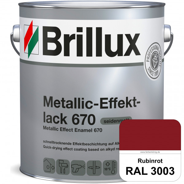 Metallic-Effektlack 670 (RAL 3003 Rubinrot) schnell trocknender Alkydharzlack für Metalleffekte (inn