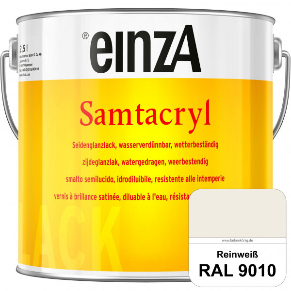 einzA Samtacryl (RAL 9010 Reinweiß) wetterbeständige seidenglänzende Acryl-PU-Lackfarbe