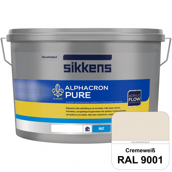 Alphacron Pure (RAL 9001 Cremeweiß) Edelmatte & hochertige Premium Wandfarbe für glatte Untergründe.