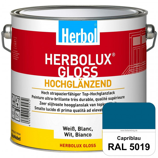 Herbolux Gloss (RAL 5019 Capriblau) strapazierfähiger Top-Hochglanzlack (lösemittelhaltig) für innen