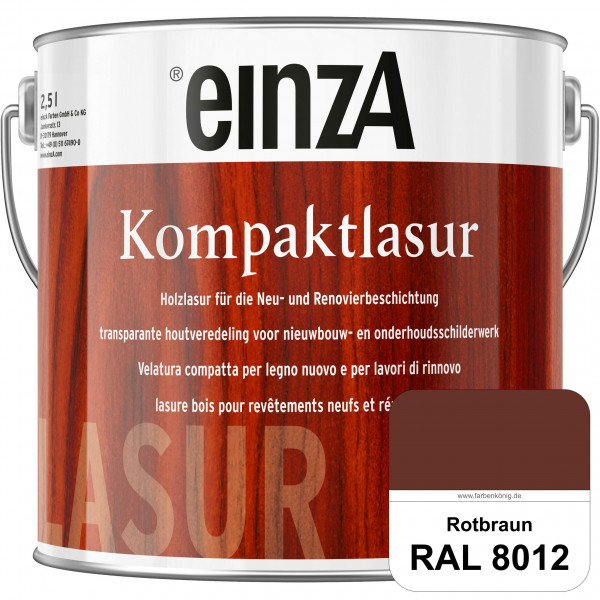 einzA Kompaktlasur (RAL 8012 Rotbraun) Lasuranstrich für den Neu- und Renovieranstrich