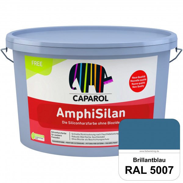 AmphiSilan FREE (RAL 5007 Brillantblau) Mineralmatte Fassadenfarbe in spezieller Siliconharz-Bindemi