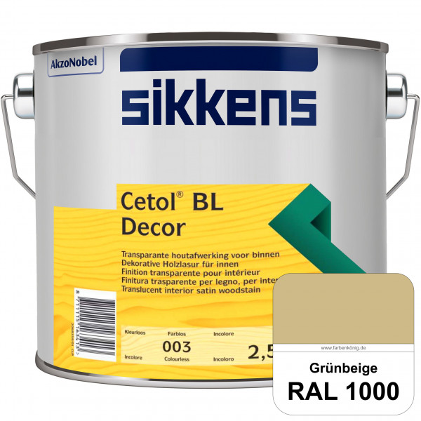 Cetol BL Decor (RAL 1000 Grünbeige) wasserbasierte & seidenglänzende Dünnschichtlasur für innen