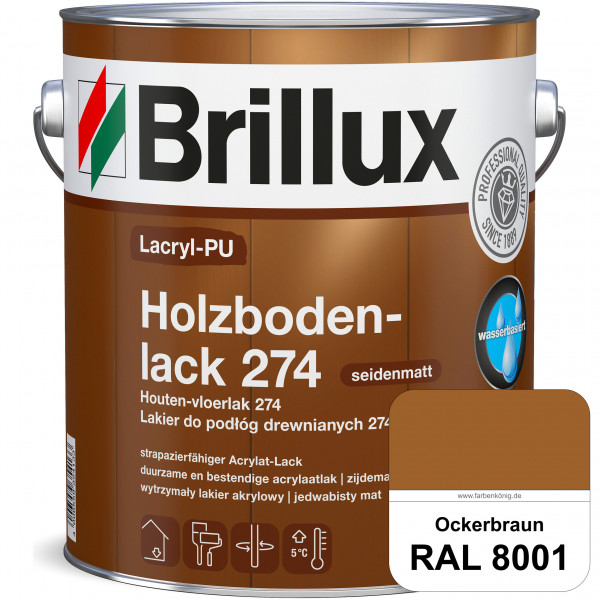 Lacryl-PU Holzbodenlack 274 (RAL 8001 Ockerbraun) hochwertige & widerstandsfähige, deckende Versiege