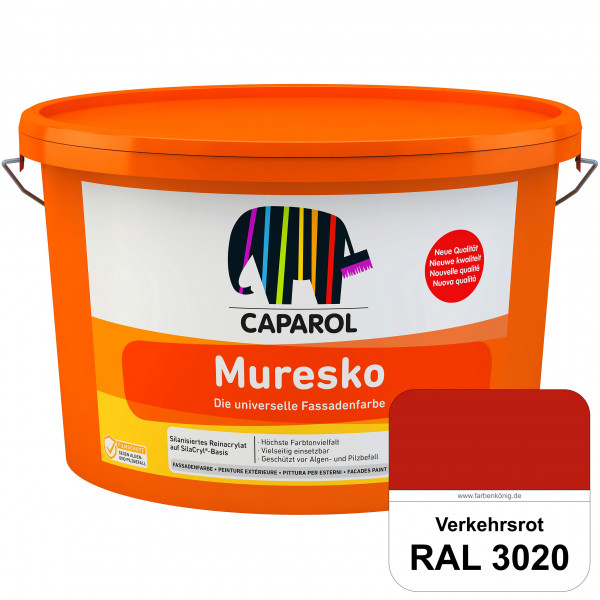 Muresko (RAL 3020 Verkehrsrot) Silanisierte Reinacrylat-Fassadenfarbe auf SilaCryl®-Basis