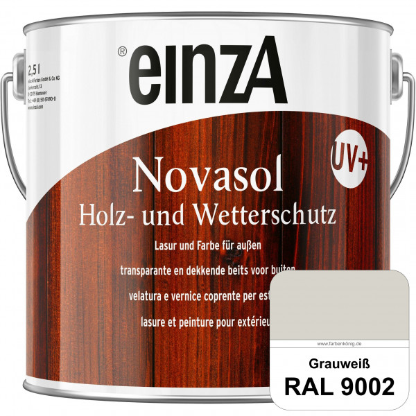 einzA Novasol HW Lasur (RAL 9002 Grauweiß) Lasierender Wetterschutz für außen