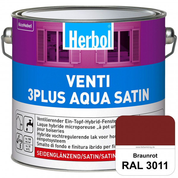 Venti 3Plus Aqua Satin (RAL 3011 Braunrot) wasserbasierter & feuchtigkeitregulierender Ein-Topf-Fens