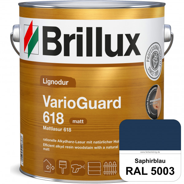 Mattlasur 618 (RAL 5003 Saphirblau) matte & wetterbeständige Lasur (lösemittelhaltig) für Laub- und