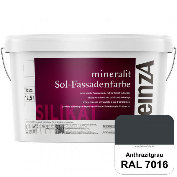 einzA mineralit Sol Fassadenfarbe (RAL 7016 Anthrazitgrau) mineralische Fassadenfarbe mit Sol-Silika