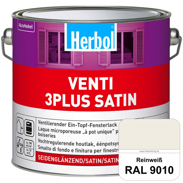 Venti 3Plus Satin (RAL 9010 Reinweiß) feuchtigkeitregulierender & seidenglänzender Ein-Topf-Fensterl