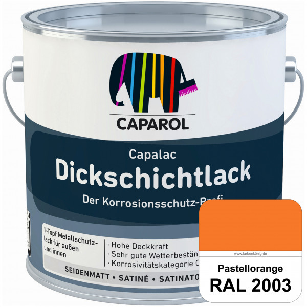 Capalac Dickschichtlack (RAL 2003 Pastellorange) 1-Topf Metallschutzlack (löselmittelhaltig) innen &