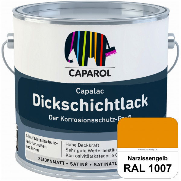 Capalac Dickschichtlack (RAL 1007 Narzissengelb) 1-Topf Metallschutzlack (löselmittelhaltig) innen &