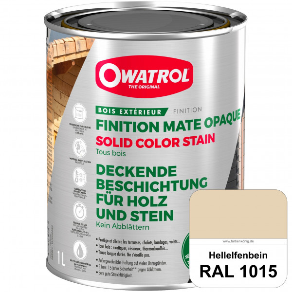 Solid Color Stain (RAL 1015 Hellelfenbein) deckende und matte Wetterschutzfarbe außen