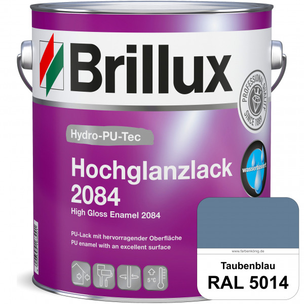 Hydro-PU-Tec Hochglanzlack 2084 (RAL 5014 Taubenblau) wasserbasierter Hochglanzlack für Holz, Zink,