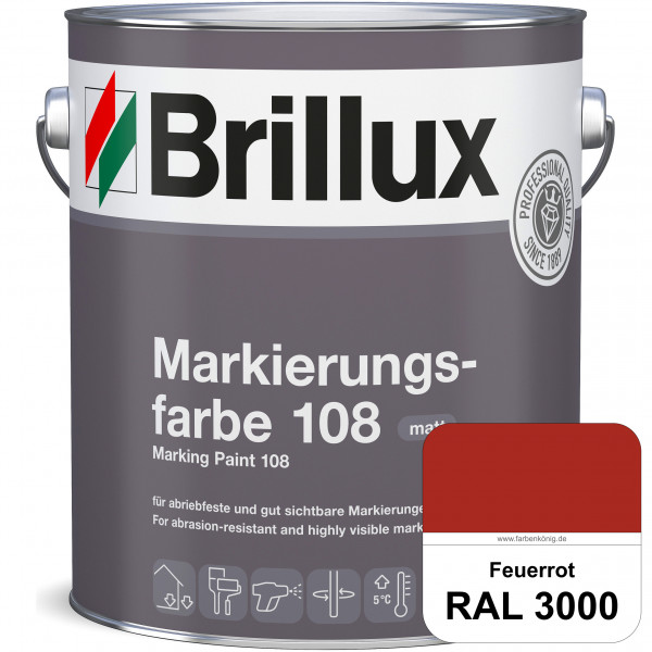 Markierungsfarbe 108 (RAL 3000 Feuerrot) Markierungsfarbe für Asphalt, Betonböden, Zementestrichen
