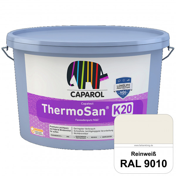 Capatect ThermoSan® Fassadenputz NQG® (K 20) (RAL 9010 Reinweiß) Kratzputz-Struktur in Körnung 2 mm