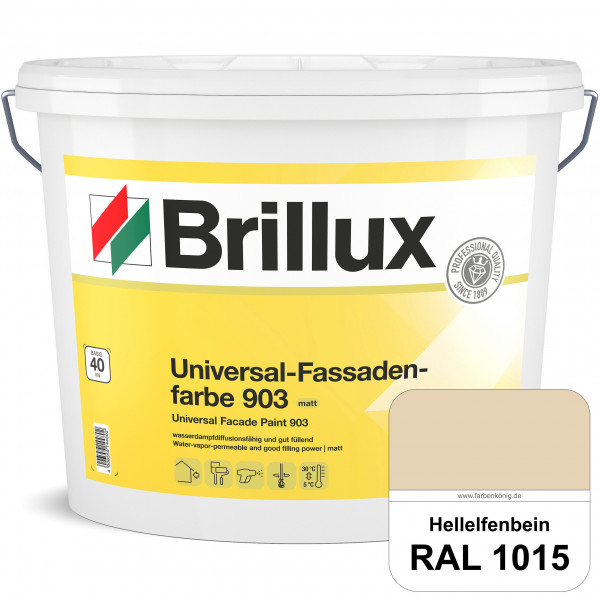 Universal-Fassadenfarbe 903 (RAL 1015 Hellelfenbein) wetterbeständige, sehr gut füllende & spannungs