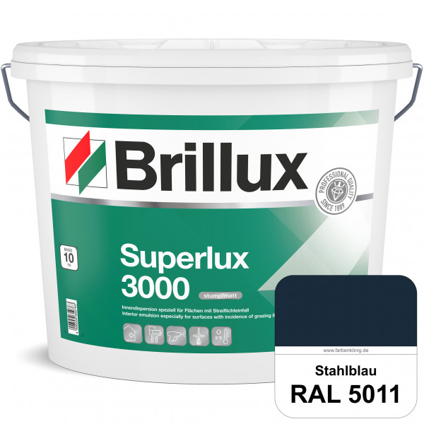 Superlux 3000 (RAL 5011 Stahlblau) hoch deckende stumpfmatte Innen-Dispersionsfarbe - streiflichtune