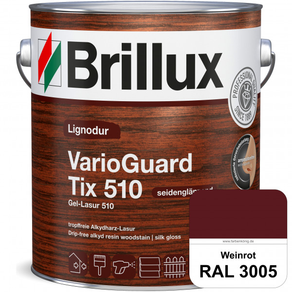 Lignodur VarioGuard Tix 510 (Gel-Lasur 510) RAL 3005 Weinrot