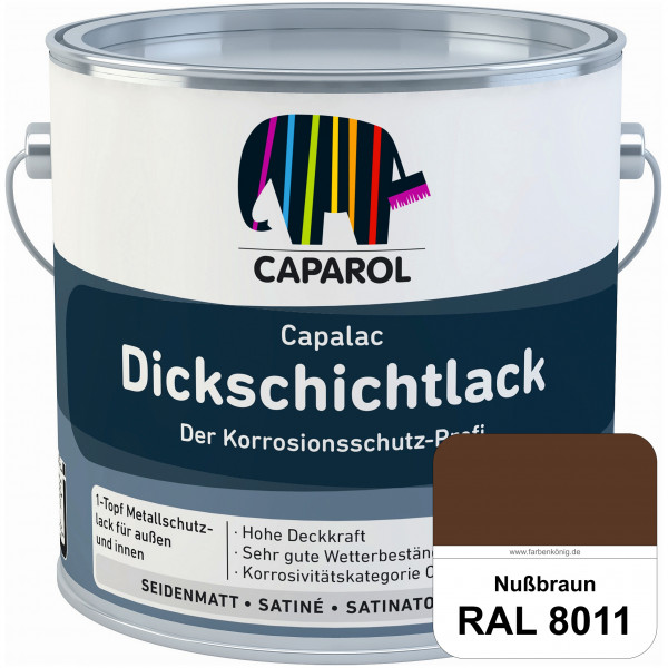 Capalac Dickschichtlack (RAL 8011 Nussbraun) 1-Topf Metallschutzlack (löselmittelhaltig) innen & auß