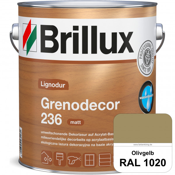 Grenodecor 236 (RAL 1020 Olivgelb) Umwelt- und gesundheitsschonende, diffusionsfähige Dekorlasur mit