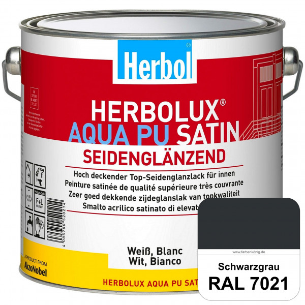 Herbolux Aqua PU Satin (RAL 7021 Schwarzgrau) Wasserverdünnbarer Top-PU-Seidenglanzlack (Innen)