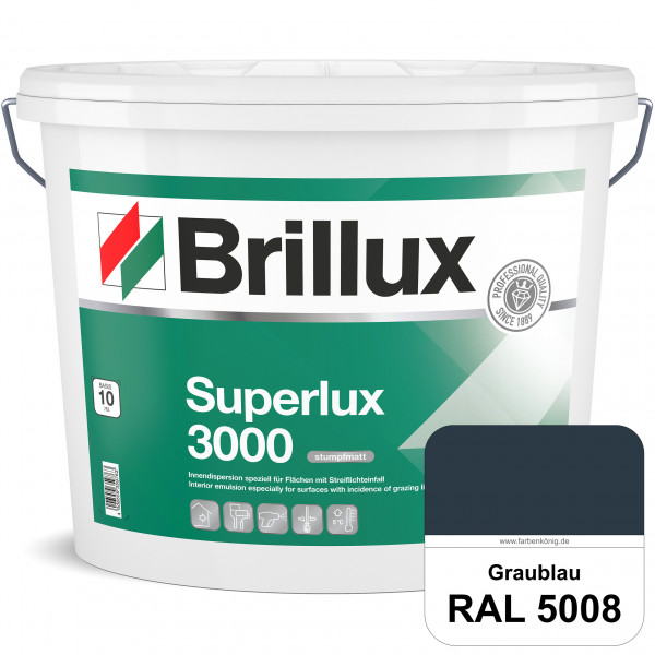 Superlux 3000 (RAL 5008 Graublau) hoch deckende stumpfmatte Innen-Dispersionsfarbe - streiflichtunem