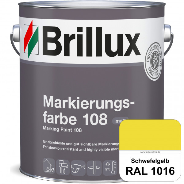 Markierungsfarbe 108 (RAL 1016 Schwefelgelb) Markierungsfarbe für Asphalt, Betonböden, Zementestrich
