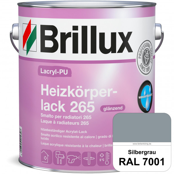 Lacryl-PU Heizkörperlack 265 (RAL 7001 Silbergrau) vergilbungsresistenter & wasserbasierter Heizkörp