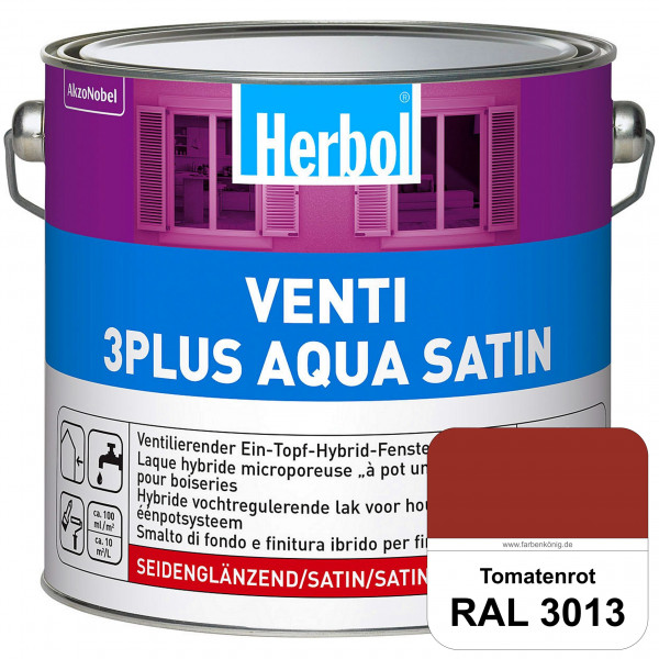 Venti 3Plus Aqua Satin (RAL 3013 Tomatenrot) wasserbasierter & feuchtigkeitregulierender Ein-Topf-Fe
